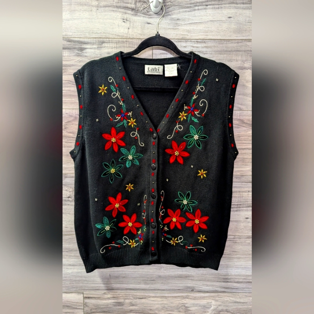 Tabi Vintage Cotton Xmas Vest - Size L